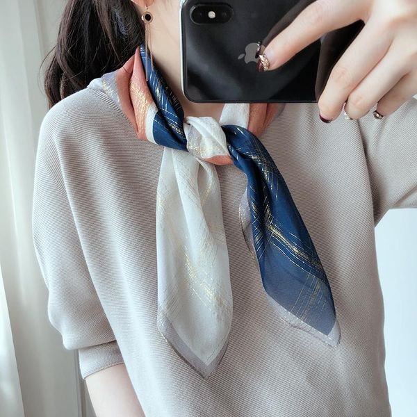 scarves silk square scarf for women autumn 100% mulberry versatile light gold thread printed sunscreen, Blue;gray
scarves silk square scarf for women autumn 100% mulberry versatile light gold thread printed sunscreen, Blue;gray