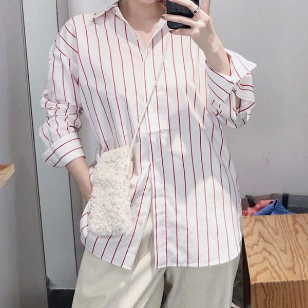 women's blouses & shirts 100% cotton women stripe long sleeve blouse casual loose shirt top, White
women's blouses & shirts 100% cotton women stripe long sleeve blouse casual loose shirt top, White