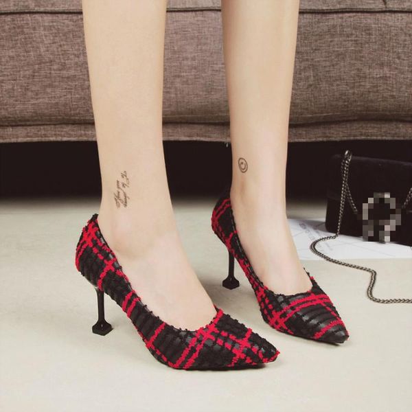 dress shoes style spring and autumn spool heels korean-style thin heeled pointed-toe plaid suede high heel urban women low up y21-55, Black
dress shoes style spring and autumn spool heels korean-style thin heeled pointed-toe plaid suede high heel urban women low up y21-55, Black