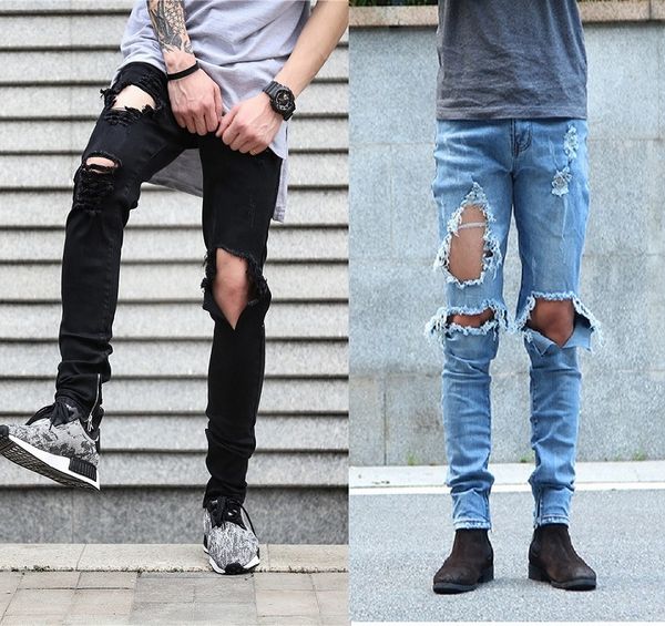 fashion jeans kanye high street versatile black slim fit gd feel of god side zipper ripped, Blue
fashion jeans kanye high street versatile black slim fit gd feel of god side zipper ripped, Blue