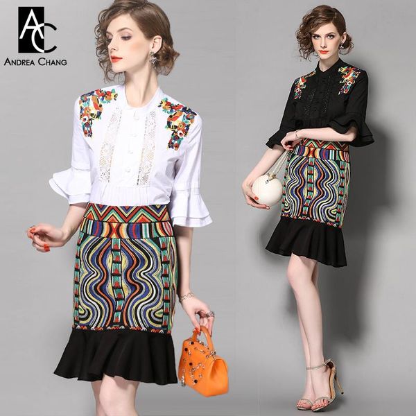 women's suits & blazers spring summer runway designer woman clothing set black white shirt flower embroidery shoulder vintage pattern, White;black
women's suits & blazers spring summer runway designer woman clothing set black white shirt flower embroidery shoulder vintage pattern, White;black