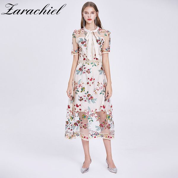 elegant party lace mesh women flower embroidery summer female bow collar short sleeve long dress vestidos 210416, Black;gray
elegant party lace mesh women flower embroidery summer female bow collar short sleeve long dress vestidos 210416, Black;gray