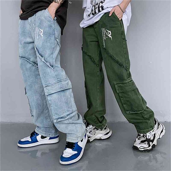 men's pants chaozhou straight jeans 2021 loose high street hip hop splicing technology and women's trousers, Black
men's pants chaozhou straight jeans 2021 loose high street hip hop splicing technology and women's trousers, Black