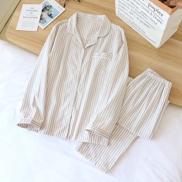 women's sleepwear full cotton ladie's pajamas set fashion striped sleepwear pyjamas women spring autumn home clothes loose nightwe, Black;red
women's sleepwear full cotton ladie's pajamas set fashion striped sleepwear pyjamas women spring autumn home clothes loose nightwe, Black;red