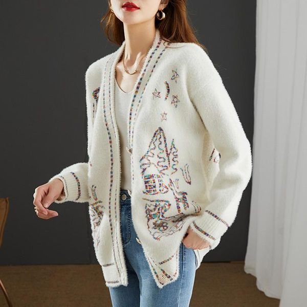 women's jackets 2021 autumn winter style mink velvet jacket women loose korean western knitted outer wear, Black;brown
women's jackets 2021 autumn winter style mink velvet jacket women loose korean western knitted outer wear, Black;brown