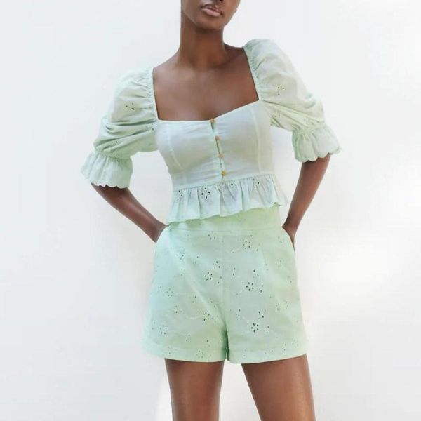 women's blouses & shirts womens 2021 summer beach style hollow embroidery french vintage square collar ruffle puff sleeve sweet short, White
women's blouses & shirts womens 2021 summer beach style hollow embroidery french vintage square collar ruffle puff sleeve sweet short, White
