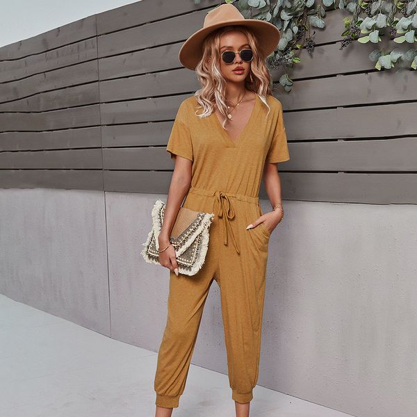 spring summer new solid jumpsuits women casual short sleeve v neck high waist pencil pants ladies cosy jumpsuits 210413, Black;white
spring summer new solid jumpsuits women casual short sleeve v neck high waist pencil pants ladies cosy jumpsuits 210413, Black;white