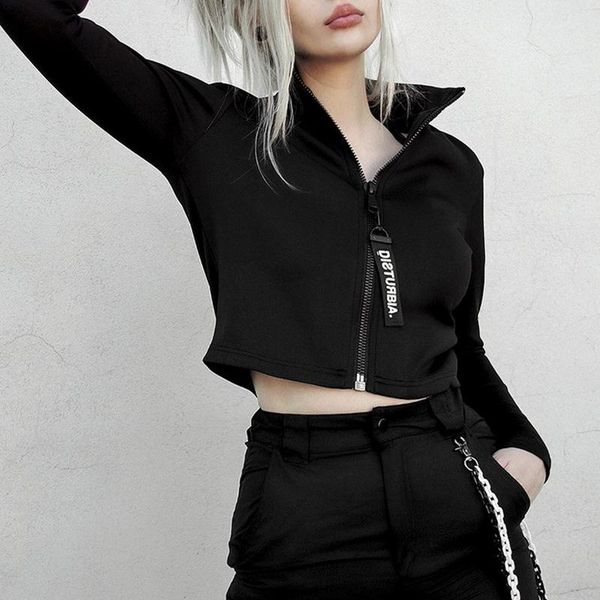 women's t-shirt ins vogue woman tshirts street style club black stretch short shirts for women zip-up stand neck navel exposed long sle, White
women's t-shirt ins vogue woman tshirts street style club black stretch short shirts for women zip-up stand neck navel exposed long sle, White