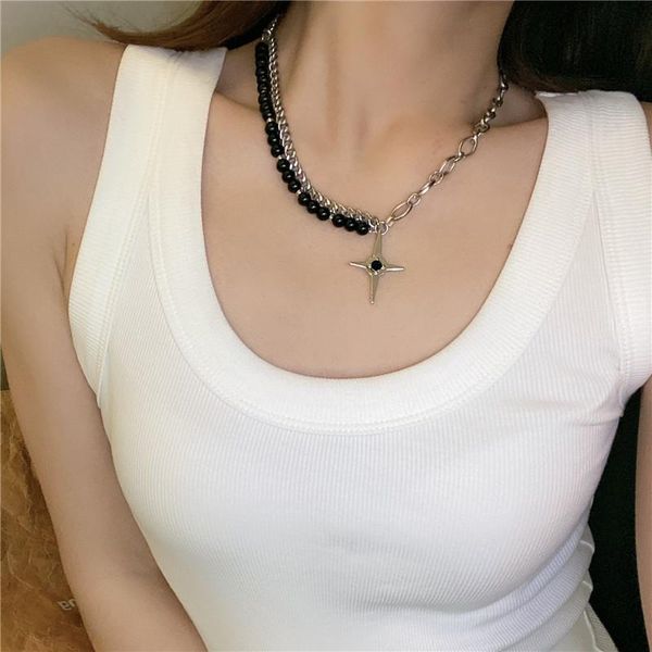 chains hip-hop black beaded chunky chain star pendant necklace for women girl metal geometric silver color choker necklaces party gift
chains hip-hop black beaded chunky chain star pendant necklace for women girl metal geometric silver color choker necklaces party gift