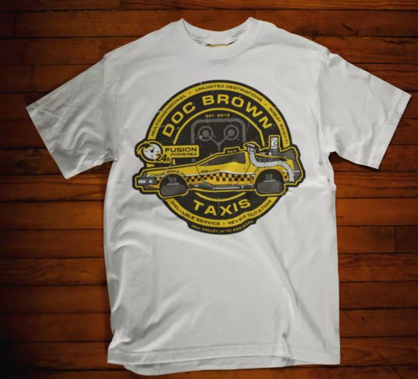 doc brown tshirt taxi back to the future movie film retro marty mcfly tee, White;black
doc brown tshirt taxi back to the future movie film retro marty mcfly tee, White;black