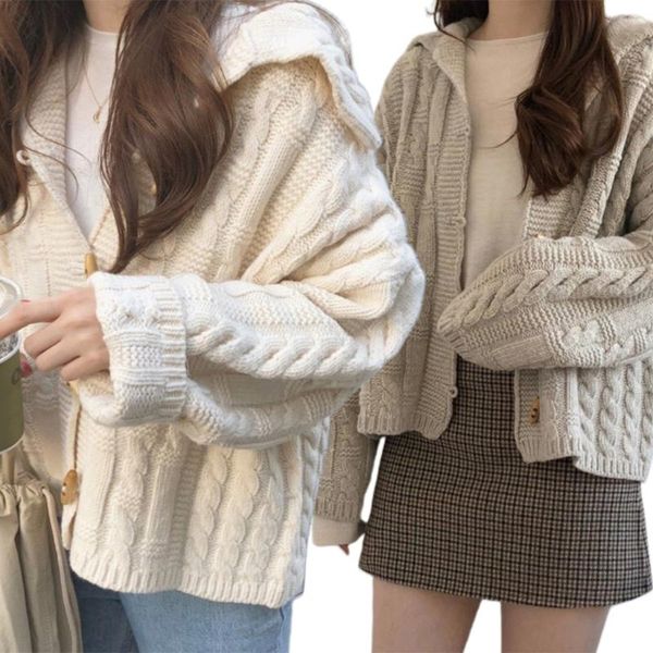 women's knits & tees cpdd women autumn hoodies sweater cardigan twist cable knit warm long sleeve jacket horn button solid color loose, White
women's knits & tees cpdd women autumn hoodies sweater cardigan twist cable knit warm long sleeve jacket horn button solid color loose, White