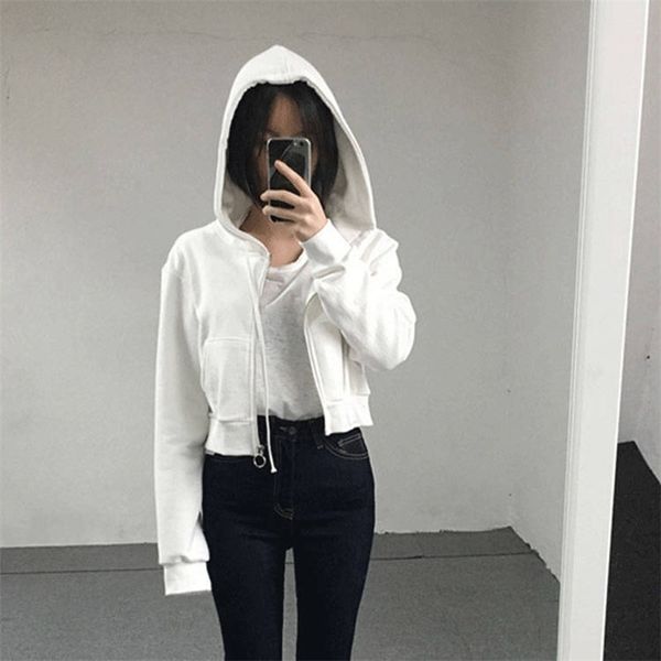 spring autumn women's coat korean style pure color hooded zipper long sleeve loose casual short female s gx360 210507, White
spring autumn women's coat korean style pure color hooded zipper long sleeve loose casual short female s gx360 210507, White
