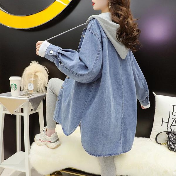 women denim jacket outerwear hooded high street fashionable korean style jeans female casual coat women's jackets, Black;brown
women denim jacket outerwear hooded high street fashionable korean style jeans female casual coat women's jackets, Black;brown