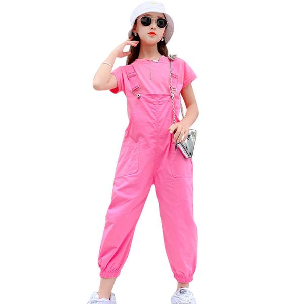teen girls clothing solid tshirt + jumpsuit costume for casual style girl summer tracksuits children 210528, White
teen girls clothing solid tshirt + jumpsuit costume for casual style girl summer tracksuits children 210528, White