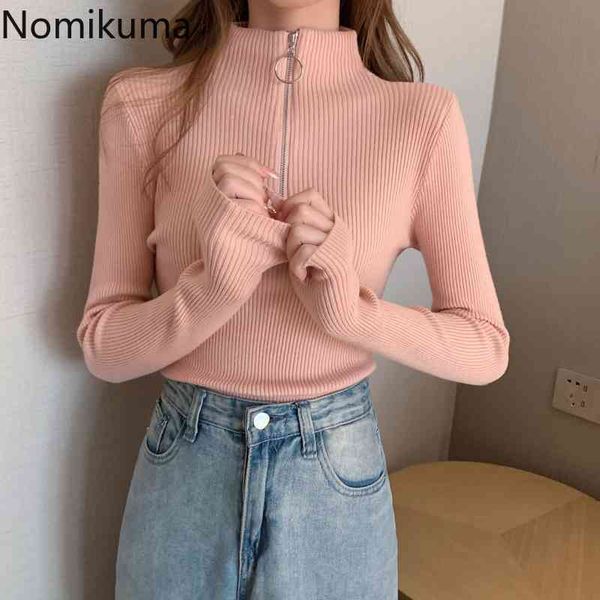 nomikuma arrival knitted sweater women solid color long sleeve half turtleneck pullover jumpers casual basic sueter 210514, White;black
nomikuma arrival knitted sweater women solid color long sleeve half turtleneck pullover jumpers casual basic sueter 210514, White;black