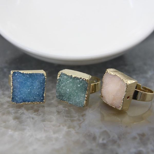 cluster rings natural stone agates druzy adjustable rings,multi-colors quartz geode drusy women finger diy jewelry party gift, Golden;silver
cluster rings natural stone agates druzy adjustable rings,multi-colors quartz geode drusy women finger diy jewelry party gift, Golden;silver
