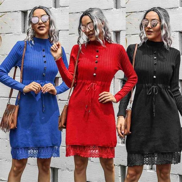 vintage warm sweater dress women's autumn winter fashion turtleneck long-sleeve button knitted lace sweater midi 210508, Black;gray
vintage warm sweater dress women's autumn winter fashion turtleneck long-sleeve button knitted lace sweater midi 210508, Black;gray