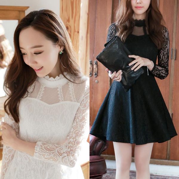 casual dresses 2021 women autumn spring basic lace dress female hollow out party full sleeve large size, Black;gray
casual dresses 2021 women autumn spring basic lace dress female hollow out party full sleeve large size, Black;gray