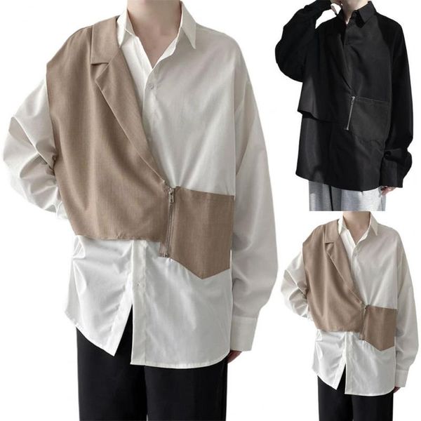 men's casual shirts men fake two pieces shirt lapel patchwork long sleeve turn-down collar zipper single-breasted for autumn 2021, White;black
men's casual shirts men fake two pieces shirt lapel patchwork long sleeve turn-down collar zipper single-breasted for autumn 2021, White;black