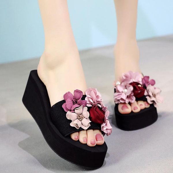 slippers summer fashion handmade flower beach women pearl decorate platform sandals girls shoes open toe cool wedges flipflops, Black
slippers summer fashion handmade flower beach women pearl decorate platform sandals girls shoes open toe cool wedges flipflops, Black