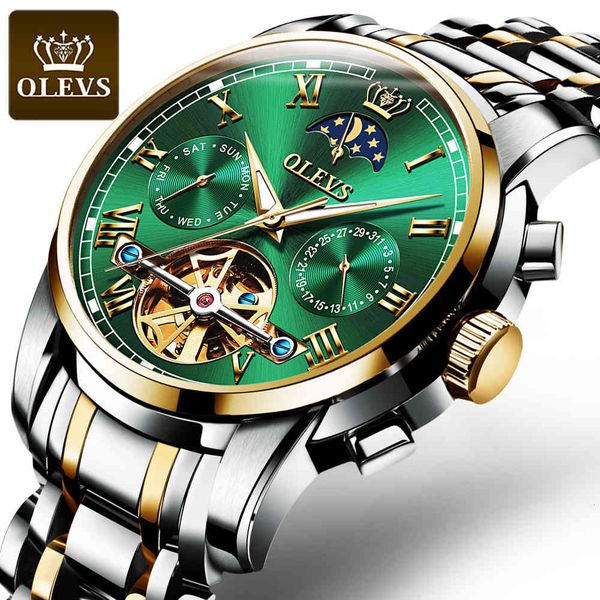 olevs mark men's watch automatic mechanical clock luxury moon light phase turbines presents for men, Slivery;brown
olevs mark men's watch automatic mechanical clock luxury moon light phase turbines presents for men, Slivery;brown