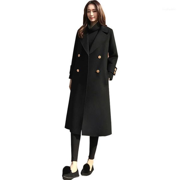women's wool & blends 2021 autumn and winter black warm loose woolen coat double-breasted suit jacket casual foreign s-xxl code1 
women's wool & blends 2021 autumn and winter black warm loose woolen coat double-breasted suit jacket casual foreign s-xxl code1