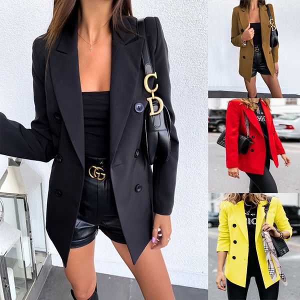 luxury women's jackets autumn and winter 2021 solid color long sleeve double row button suit et women's cardigan, Black;brown
luxury women's jackets autumn and winter 2021 solid color long sleeve double row button suit et women's cardigan, Black;brown