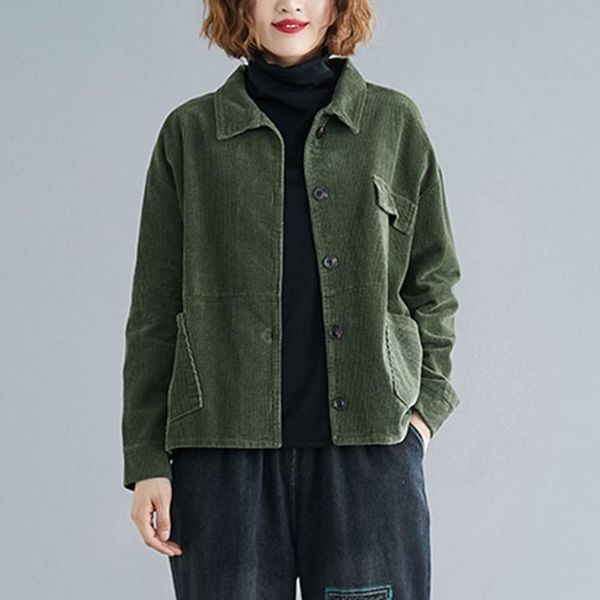 women's jackets women autumn corduroy short arrival 2021 simple style vintage solid color loose female casual outerwear coats s1755, Black;brown
women's jackets women autumn corduroy short arrival 2021 simple style vintage solid color loose female casual outerwear coats s1755, Black;brown