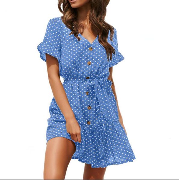 summer women short sleeve beach dot print v neck button chiffon mini party es ladies vestidos, Black;gray
summer women short sleeve beach dot print v neck button chiffon mini party es ladies vestidos, Black;gray