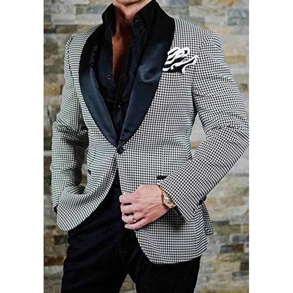 men's suits & blazers 2 piece checkered men with shawl lapel slim fit wedding tuxedo for groomsmen plaid man fashion clothes set jacket, White;black
men's suits & blazers 2 piece checkered men with shawl lapel slim fit wedding tuxedo for groomsmen plaid man fashion clothes set jacket, White;black