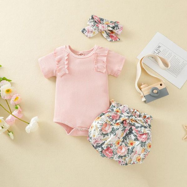 clothing sets 3pcs baby girl clothes summer outfits, solid color ribbed short sleeves romper +floral print shorts +hairband for born girls, White
clothing sets 3pcs baby girl clothes summer outfits, solid color ribbed short sleeves romper +floral print shorts +hairband for born girls, White