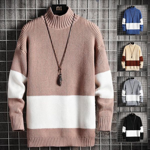 men's sweaters 2022 knit long sleeve regular sweater for men winter half high collar patchwork pullovers bottoming jumper, White;black
men's sweaters 2022 knit long sleeve regular sweater for men winter half high collar patchwork pullovers bottoming jumper, White;black