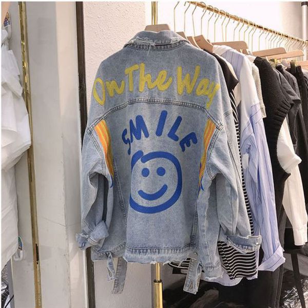 women's jackets korean style heavy smiling face embroidery loose long sleeved oversized denim jacket alternative harajuku zpqp, Black;brown
women's jackets korean style heavy smiling face embroidery loose long sleeved oversized denim jacket alternative harajuku zpqp, Black;brown