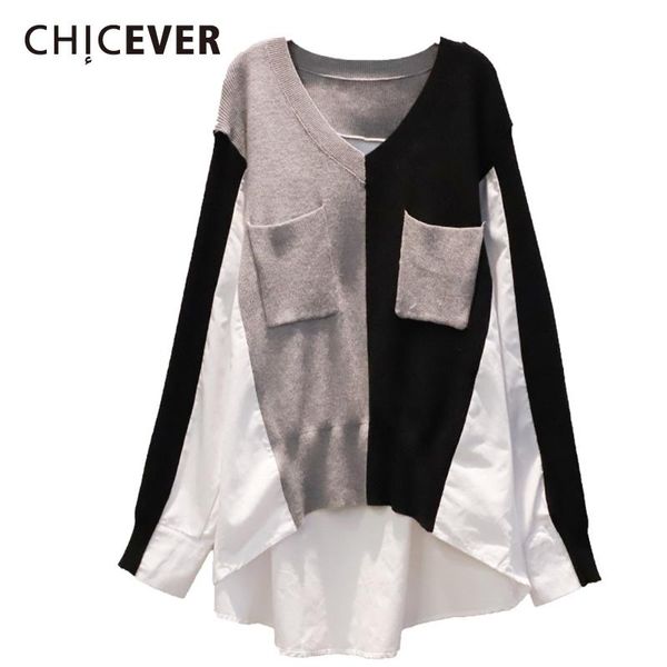women's blouses & shirts chicever casual patchwork colorblock long sleeve for women v neck loose oversized female clothing 2021 fashio, White
women's blouses & shirts chicever casual patchwork colorblock long sleeve for women v neck loose oversized female clothing 2021 fashio, White