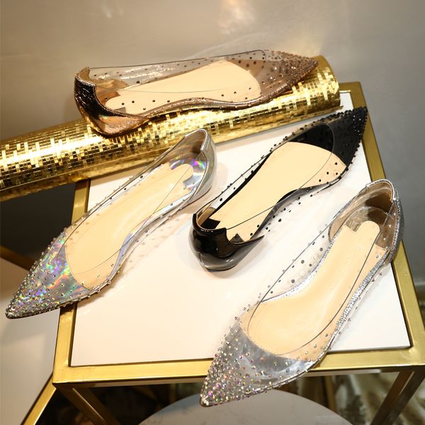 summer new style fashion women shoes clear transparent pvc crystal rhinestone point toe flats bride wedding pumps big size 44, Black
summer new style fashion women shoes clear transparent pvc crystal rhinestone point toe flats bride wedding pumps big size 44, Black