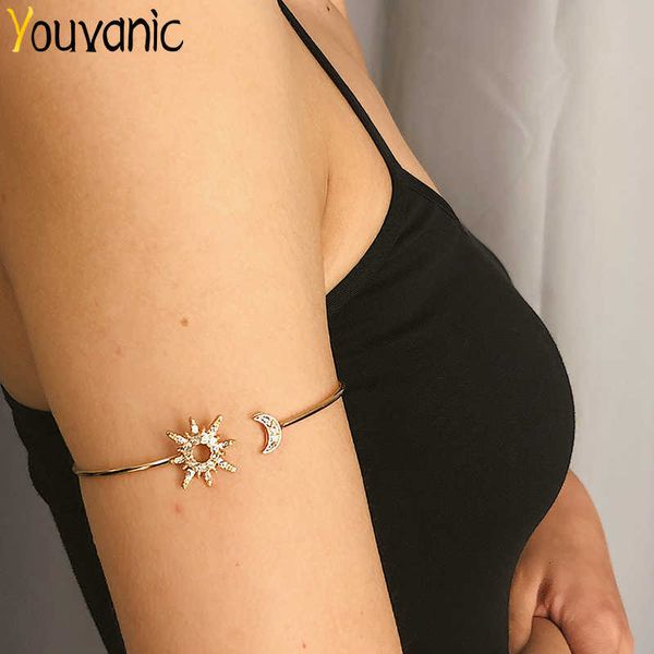 youvanic boho open crystal sun star moon arm bangle women vintage gold cuff bracelets bangles shiny female fashion jewelry 0116 q0719, Black
youvanic boho open crystal sun star moon arm bangle women vintage gold cuff bracelets bangles shiny female fashion jewelry 0116 q0719, Black