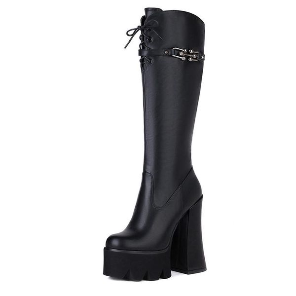 boots style cowhide women's high for autumn and winter warmth front lace-up platform, super heel catwalk, Black
boots style cowhide women's high for autumn and winter warmth front lace-up platform, super heel catwalk, Black