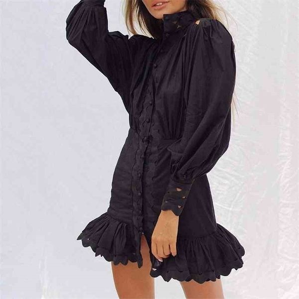 spring summer dress fashion women hollow out patchwork lantern sleeve button black white shirt mermaid mini 210701, Black;gray
spring summer dress fashion women hollow out patchwork lantern sleeve button black white shirt mermaid mini 210701, Black;gray