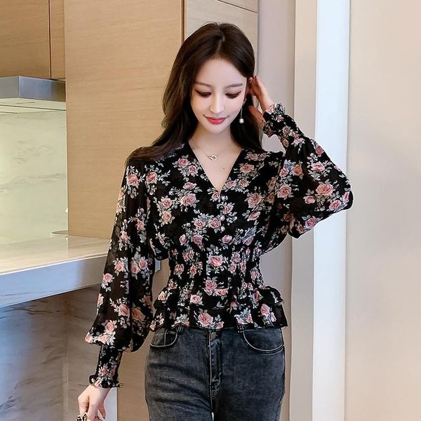 spring summer cute women long sleeve korean japanese v neck slim waist ruffled peplum floral chiffon shirts blouse 120, White
spring summer cute women long sleeve korean japanese v neck slim waist ruffled peplum floral chiffon shirts blouse 120, White