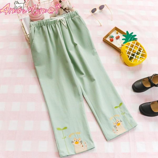 women's pants & capris 2021 summer women japanese style mori girl kawaii cat embroidered cotton loose elastic waist casual straight, Black;white
women's pants & capris 2021 summer women japanese style mori girl kawaii cat embroidered cotton loose elastic waist casual straight, Black;white