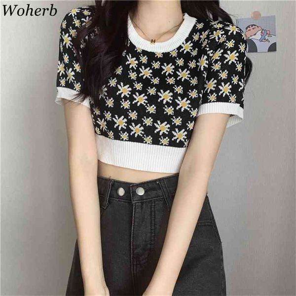 summer knitted crop t-shirt women stretch floral daisy short sleeve korean chic slim t shirts streetwear 210519, White
summer knitted crop t-shirt women stretch floral daisy short sleeve korean chic slim t shirts streetwear 210519, White
