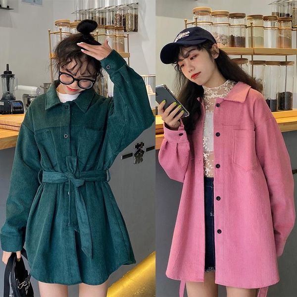 women's jackets women solid corduroy long sleeve korean style loose shirt jacket with belt turn-down collar outwear female casual, Black;brown
women's jackets women solid corduroy long sleeve korean style loose shirt jacket with belt turn-down collar outwear female casual, Black;brown