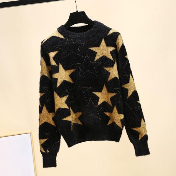 women's sweaters year sweater star knit pullover, White;black
women's sweaters year sweater star knit pullover, White;black
