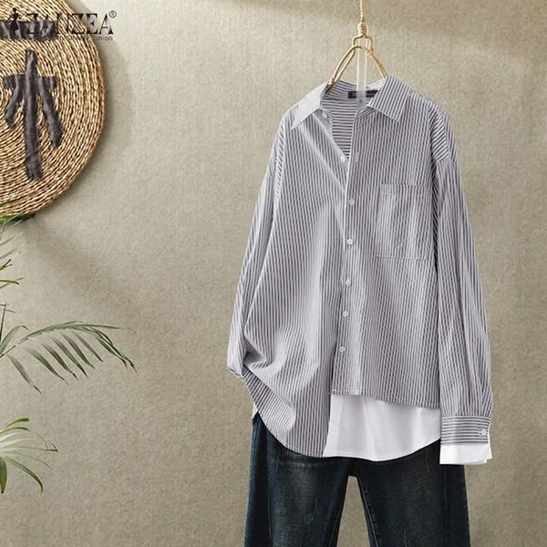 women's blouses & shirts fashion spring long sleeve striped shirt zanzea women lapel neck patchwork blouse casual asymmetric buttons b, White
women's blouses & shirts fashion spring long sleeve striped shirt zanzea women lapel neck patchwork blouse casual asymmetric buttons b, White