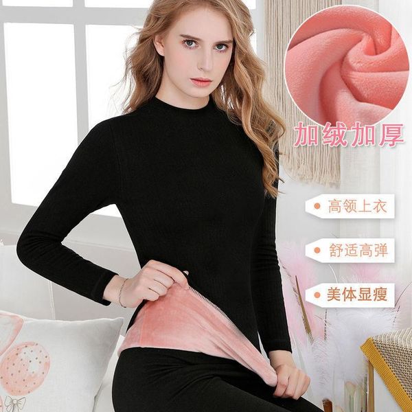 women's sleepwear mid-high collar thermal underwear constant temperature bottoming shirt tight-fitting body plus velvet one top, Black;red
women's sleepwear mid-high collar thermal underwear constant temperature bottoming shirt tight-fitting body plus velvet one top, Black;red