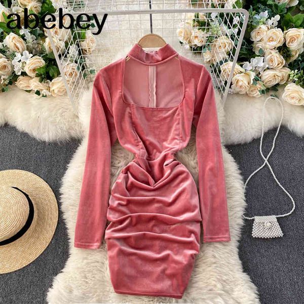 design ruched pencil dress women o neck halter long sleeve slim es autumn korean style fashion short 210512, Black;gray
design ruched pencil dress women o neck halter long sleeve slim es autumn korean style fashion short 210512, Black;gray