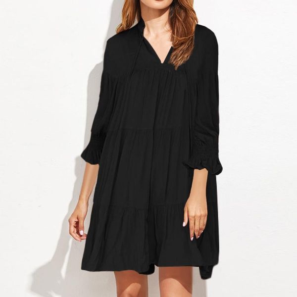 casual dresses plus size women fashion summer sundress 3/4 puff sleeve pleated vestido elegant plain party mini dress female robe, Black;gray
casual dresses plus size women fashion summer sundress 3/4 puff sleeve pleated vestido elegant plain party mini dress female robe, Black;gray