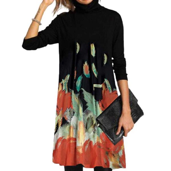casual dresses autumn women feather print loose vintage dress long sleeve pile collar bohemian black female clothing 2021, Black;gray
casual dresses autumn women feather print loose vintage dress long sleeve pile collar bohemian black female clothing 2021, Black;gray