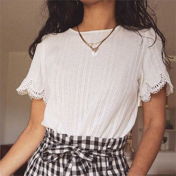 women's t-shirt t shirts cleo chic knitted t-shirt women o neck short sleeve lace ruffles elegant shirts summer autumn vintage white bl
women's t-shirt t shirts cleo chic knitted t-shirt women o neck short sleeve lace ruffles elegant shirts summer autumn vintage white bl