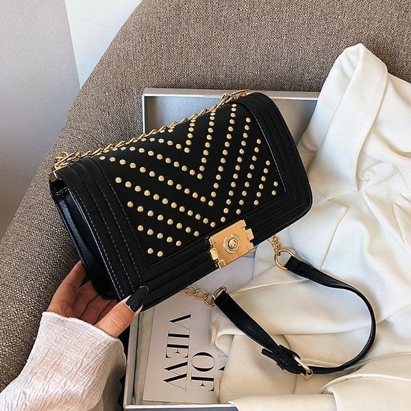 rivet chain crossbody bags for women pu leather shoulder handbags flap cross body messenger bag 7289
rivet chain crossbody bags for women pu leather shoulder handbags flap cross body messenger bag 7289